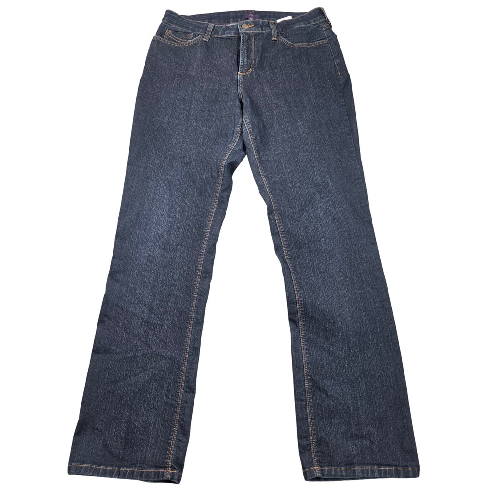 NYDJ Jeans Womens 14 Blue Straight Leg Dark Wash Lift Tuck Denim